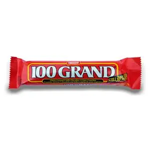 American Chocolate Bar - 100 Grand bar made with milk chocolate, caramel and crispy pieces.