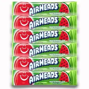 American Sweets - A pack of 6 watermelon flavour Airheads, chewy American candy bars.