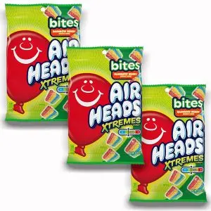 American Sweets - A pack of 3 Sour rainbow berry flavour Airheads Xtremes, bags of American candy. 