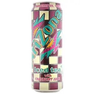 A large can of Arizona Iced Tea with Cranberry juice