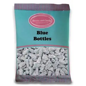 A bulk 1kg bag of blue bottles, fizzy blue sweets shaped like bottles