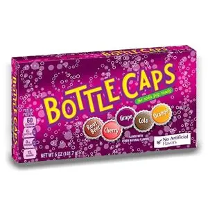 American Sweets - Bottle Caps, the Soda Pop Candy, are tart candies made to look like metal soda bottle caps.
