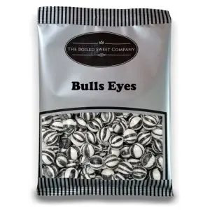 Pick and Mix Sweets - 1Kg Bulk bag of Bulls Eyes, traditional black and white boiled sweets with a peppermint flavour.