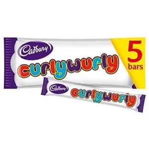 A multipack of 5 Cadbury Curly Wurly chewy caramel bars