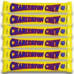American Sweets - A pack of 6 Vanilla Charleston Chew American candy bar, made from vanilla flavour nougat covered in a chocolatey coating