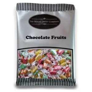 Chocolate Fruits - 1Kg Bulk bag of assorted fruit flavour boiled sweets with a chocolate flavour centre
