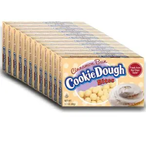 American Sweets - A full case of Cinnamon Bun Cookie Dough Bites American candy pieces in a handy theatre box