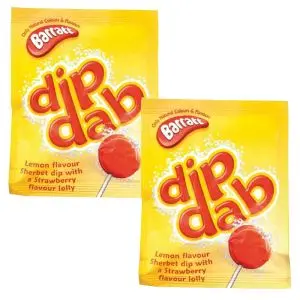 Retro Sweets - A strawberry lollipop with lemon flavour sherbet
