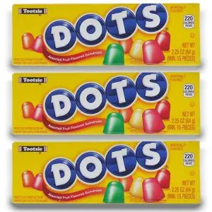 American Sweets - A pack of 3 Tootsie Dots fruit flavour American candy gum drops