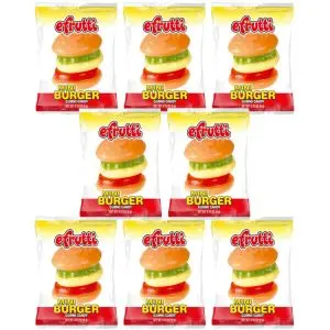 American Sweets - A pack of 8 fruit flavour gummy sweets shaped like burgers