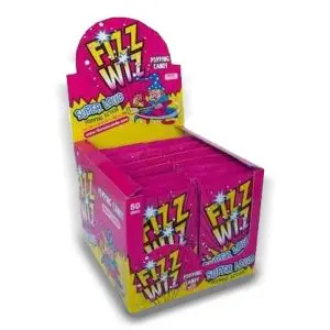 A full case of Fizz Wiz cherry popping candy sachets, retro sweets from your childhood!