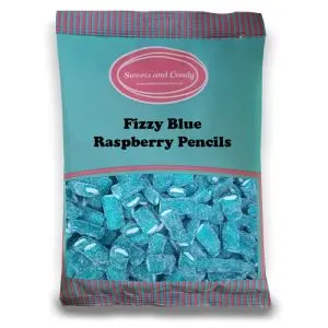 Fizzy Blue Raspberry Pencils - 1Kg Bulk bag of retro fizzy blue raspberry sweets with a fondant centre