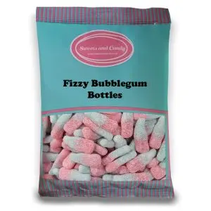 Fizzy Bubblegum Bottles - 1Kg Bulk bag of retro fizzy bubblegum flavour sweets shaped like bottles.