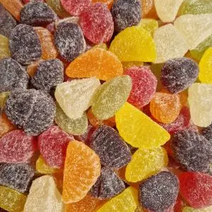 Fruit Jellies - Taveners assorted fruit flavour soft jellies, sugar coated sweets