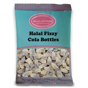 Halal Pick and Mix Sweets - 1kg Bulk bag of Fizzy Cola Bottles, sugar coated jelly sweets in the shape of bottles