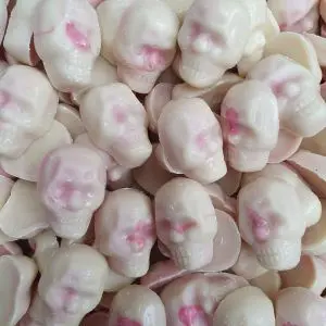 Skull Crushers - Strawberry and Cream flavour chocolate candy in the shape of a spooky skull