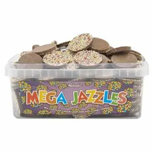 Pick and Mix Sweets - A full tub of Chocolate flavour candy disc sweets with sprinkles on top