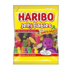 Haribo jelly sweets in the shape of jelly babies and fruit flavour sweets