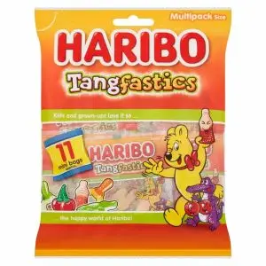 A multipack of 11 mini bags of Haribo Tangfastics Sweets