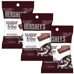 American Sweets - A pack of 3 Hersheys sugar free milk chocolates in a peg bag, imported from America!
