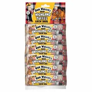 These delicious chew bars are inspired by the iconic wee Scottish laddie Oor Wullie. These tasty chew bars have a sweet toffee flavour, each multipack contains 6 chew bars.