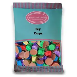 Icy Cups - 500g Bulk bag of retro colourful foil cups holding a delicious mixture of chocolate and hazelnut