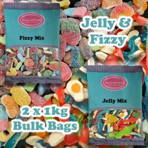 Pick and Mix sweets bundle - 1kg bag of jelly mix and 1kg bag of fizzy mix