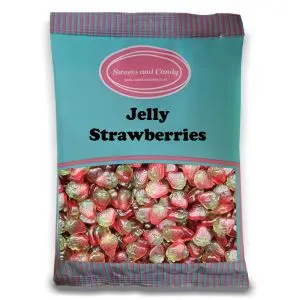 A bulk 1kg bag of jelly strawberries, soft strawberry flavour jelly sweets