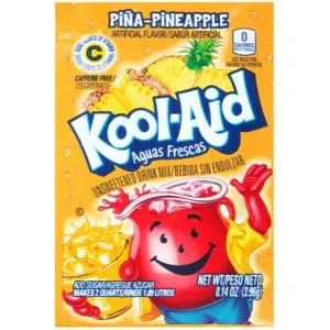 A sachet of Pineapple Kool Aid, a drink powder imported from America.