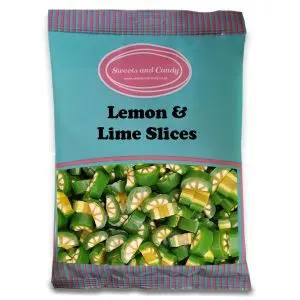 A bulk 1kg bag of lemon and lime flavour peelable liquorice sweets