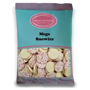 Mega Snowies - 1Kg Bulk bag of white chocolate flavour candy pieces with a sprinkle candy topping!