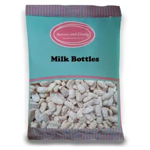 Barratts Milk Bottles - 1Kg Bulk bag of retro milk flavour, gummy sweets, dusted in icing sugar