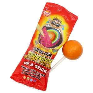 Retro Sweets - A monster Jawbreaker on a stick with a bubblegum centre!