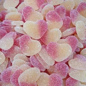 Peach Hearts - Retro peach flavour jelly sweets in the shape of love hearts