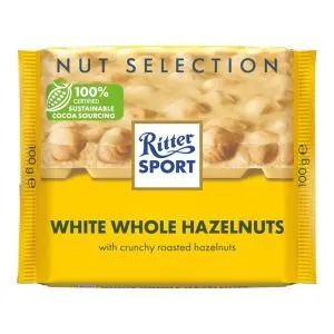 Ritter Sport white chocolate bar with crunchy roasted whole hazelnut