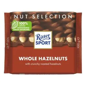 Ritter Sport - We've packed as many hazelnuts as we can into this delicious square. All whole and smoothed in milk chocolate