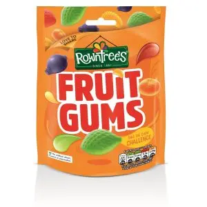 A bag of fruit flavour firm gummy sweets made by Rowntrees