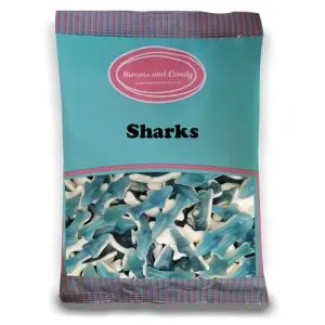 Sharks - 1Kg Bulk bag of fruit flavour jelly sweets shaped like sharks!