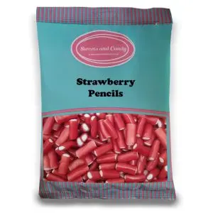 Strawberry Pencils - 1Kg Bulk bag of retro strawberry liquorice sweets with a fondant centre!
