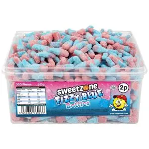 Sweetzone Fizzy Cola Bottles in a bulk plastic tub