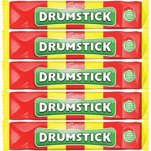 A pack of 5 Drumstick chew bars, vanilla and raspberry flavour chewy sweets