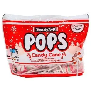 Christmas Themed Candy Cane Lollipops with Tootsie Roll inside