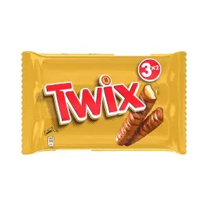 A 3 pack of Twix crunchy biscuit bars covered in caramel and chocolate