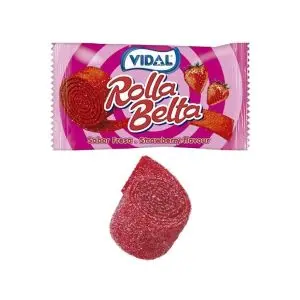 Vidal fizzy strawberry rolled up candy belts