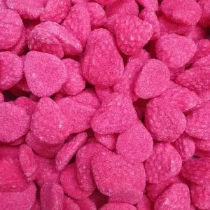strawberry flavour and shaped foam sweets