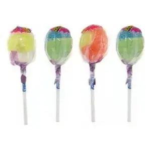 Super sour flavour vidal lollipops with a chewy bubblegum centre