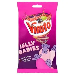A 150g bag of the new Vimto flavour jelly babies! Vimto flavour retro jelly sweets!