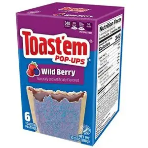 A box of Wild Berry flavoured Pop Tarts, American sweets imported to the UK