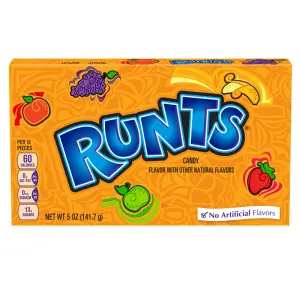 A theatre box full of wonka Runts, small candy American Sweets.