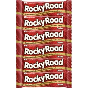 American Chocolate - A pack of 6 Rocky Road marshmallow and and cashew bars covered in milk chocolate!